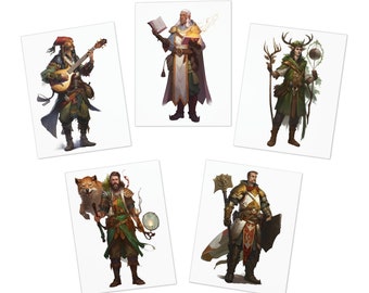 Dungeons and Dragons Character Multi-Design Blank Greeting Cards (5-Pack)