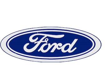 May include: A blue oval with a white outline and the word "Ford" in white cursive lettering.