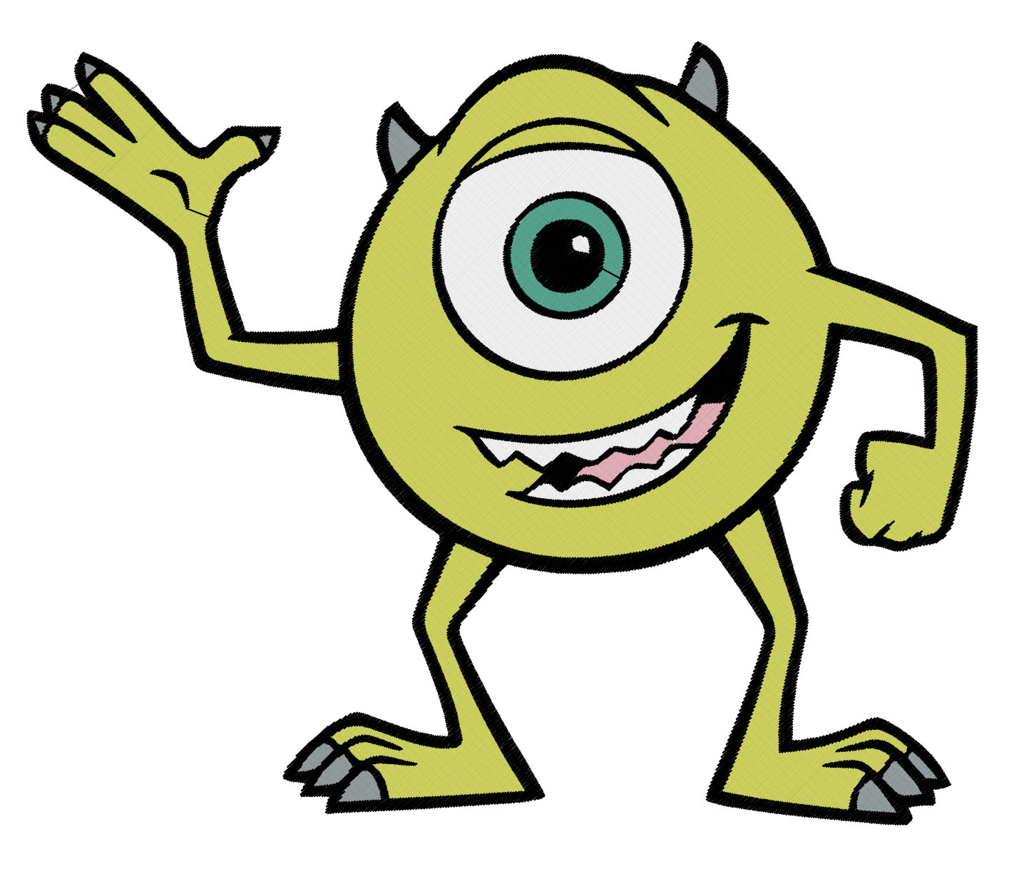 Archivo de bordado digital de Mike Wazowski de Monsters Inc., image size:1422x1236