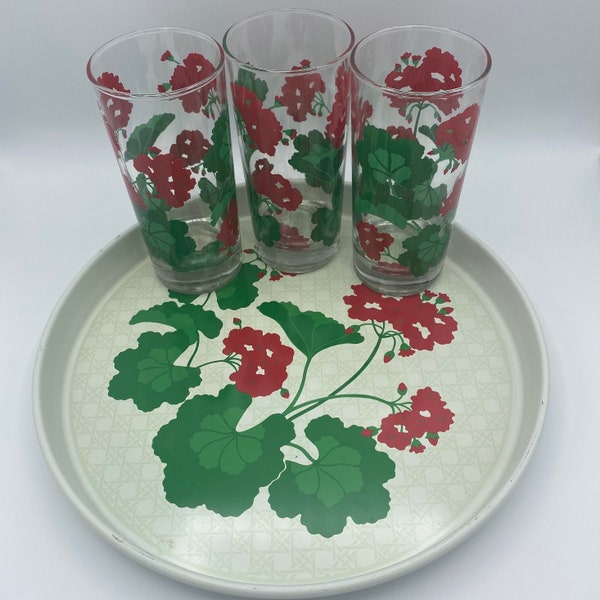 Avon, Summer Fantasy, Home Goods, Vintage Home Decor, Gifts for Mom, Serveware, Gifts under 30, Floral, Vintage Tumbler, Red, Green, Flowers