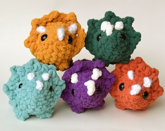 Chunky Crochet Triceratops Stuffed Plushie Toy