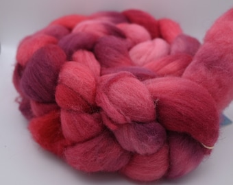 Hand dyed 100% Polwarth combed top
