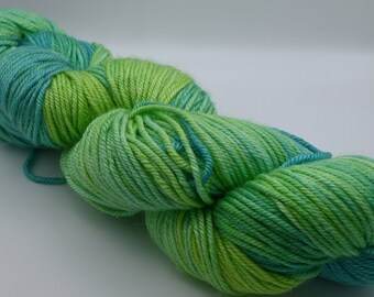 Hand dyed variegated DK weight superwash merino and silk