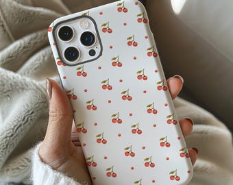 Cherry Delight, Simple Dainty Cherry Pattern Phone Case, Cute fruit Tough Cases for Teens, Gift for Her, Summer Vibe, Cherry Lovers
