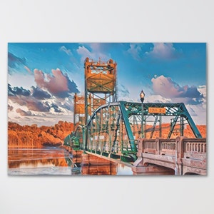 Minnesota Printable Art, Stillwater Bridge Art, Minnesota Art Print, Minnesota Wall Art Digital Download, Stillwater Minnesota River Art