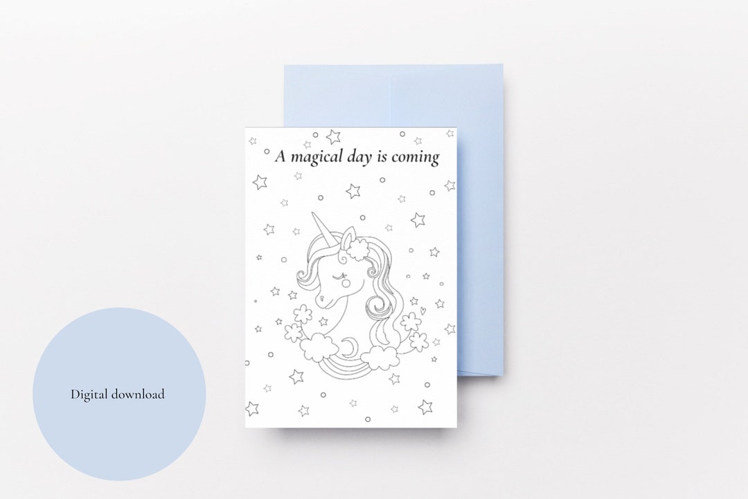 Printable Colouring Birthday Card Color Your Own - Etsy