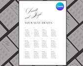 Timeless Wedding Seating Chart Template - Fully Customizable on Canva! Instant Digital Download!