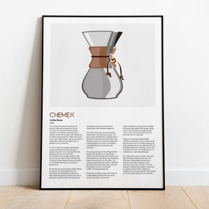 Chemex Coffee Maker Design Poster, Braun Print, Braun Wall Art, Dieter Rams, Digital Download Prints, Monochromatic wall art, minimal