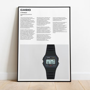 Póster digital Casio F91W Watch, Braun Print, Braun Wall Art, Dieter Rams, Impresiones de descarga digital, Arte de pared monocromático, minimalista