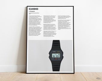 Casio F91W Watch digital poster, Braun Print, Braun Wall Art, Dieter Rams, Digital Download Prints, Monochromatic wall art, minimal
