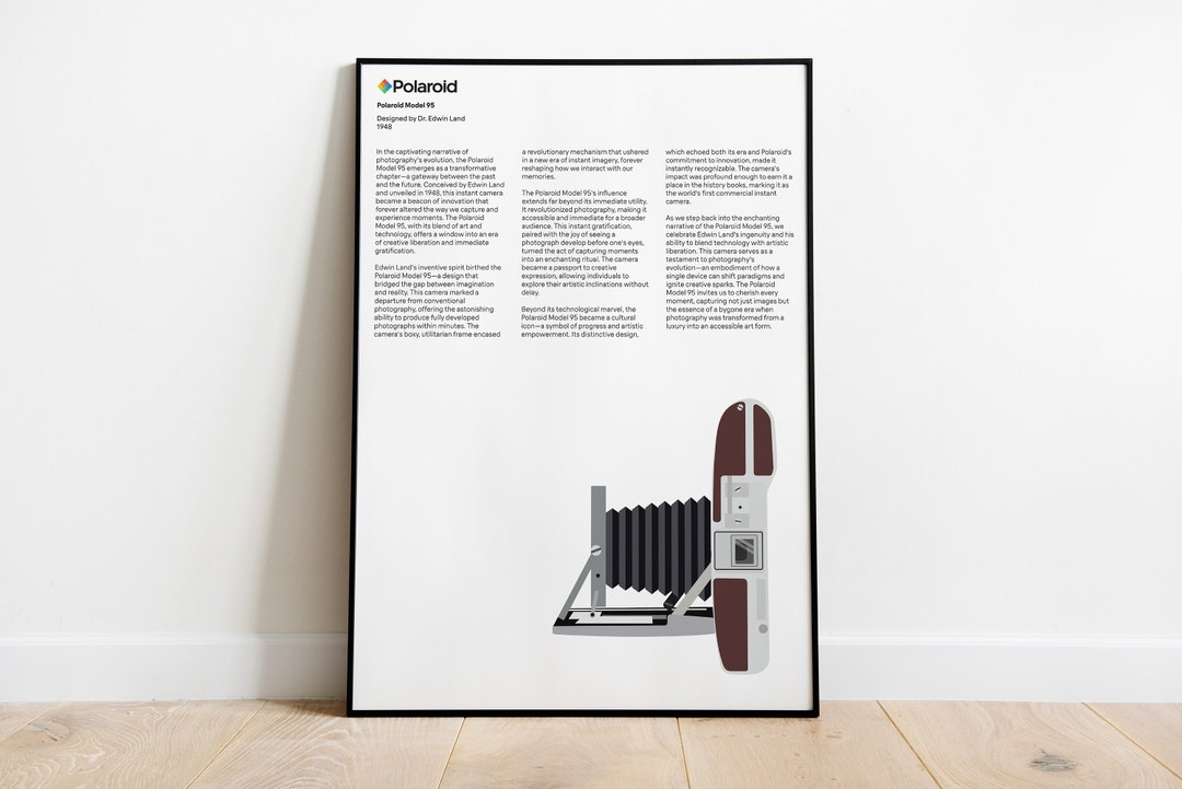 Polaroid Model 95 Camera Digital Poster, Braun Print, Braun Wall