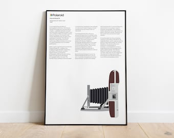 Polaroid Model 95 Camera Digital Poster, Braun Print, Braun Wall Art, Dieter Rams, Digital Download Prints, Monochromatic wall art, minimal
