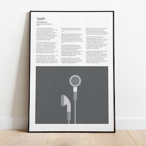 Apple Earbuds Original Design Poster, Braun Print, Braun Wall Art, Dieter Rams, Digital Download Prints, Monochromatic wall art, minimal
