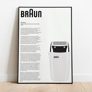 Braun S60 Shaver Design Poster, Braun Print, Braun Wall Art, Dieter Rams, Digital Download Prints, Monochromatic wall art, minimal