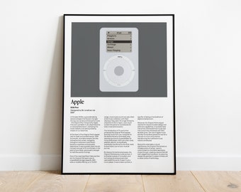 Apple iPod Original Design Poster, Braun Print, Braun Wall Art, Dieter Rams, Digital Download Prints, Monochromatic wall art, minimal