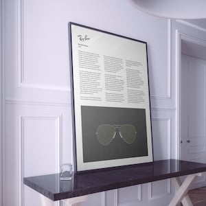 Rayban Aviators Digital Poster, Braun Print, Braun Wall Art, Dieter Rams, Digital Download Prints, Monochromatic wall art, minimal