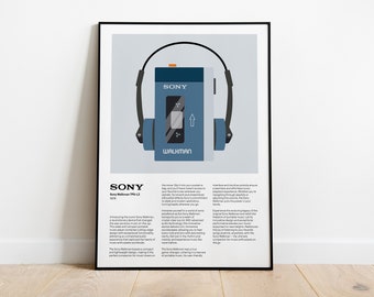 Sony Walkman TPS-L2 Poster, Braun Print, Braun Wall Art, Dieter Rams, Digital Download Prints, Monochromatic wall art, minimal