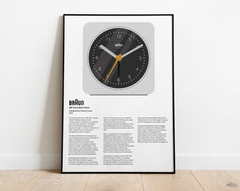 Braun Alarm Clock AB1 Design Poster, Braun Print, Braun Wall Art, Dieter Rams, Digital Download Prints, Monochromatic wall art, minimal