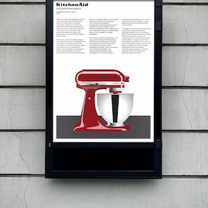 Kitchen Aid Digital Poster, Braun Print, Braun Wall Art, Dieter Rams, Digital Download Prints, Monochromatic wall art, minimal
