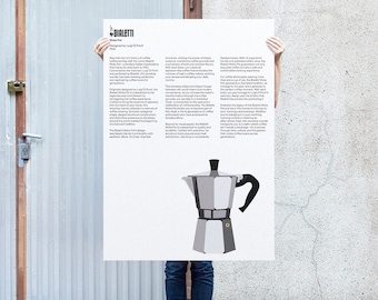 Moka Pot Digital Poster, Braun Print, Braun Wall Art, Dieter Rams, Digital Download Prints, Monochromatic wall art, minimal