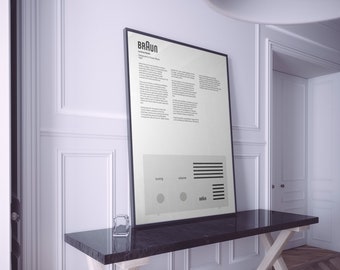 Braun Dieter Rams Lectron Radio Poster, Braun Print, Braun Wall Art, Dieter Rams, Digital Download Prints, Monochromatic wall art, minimal
