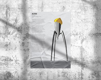 Alessi Juicy Salif Design Poster, Braun wall art poster, Bauhaus Wall Art, Bauhaus Art Print, Digital Download Prints, Monochromatic art