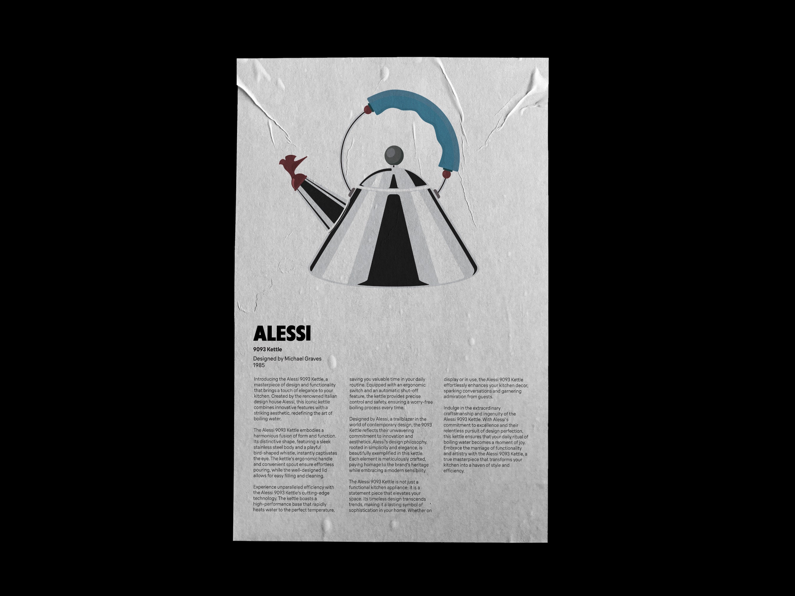 Not just a matter of form - Braunデザイン Grey Alessi 9093 Kettle Poster, Braun Print, Braun Wall Art, Braun