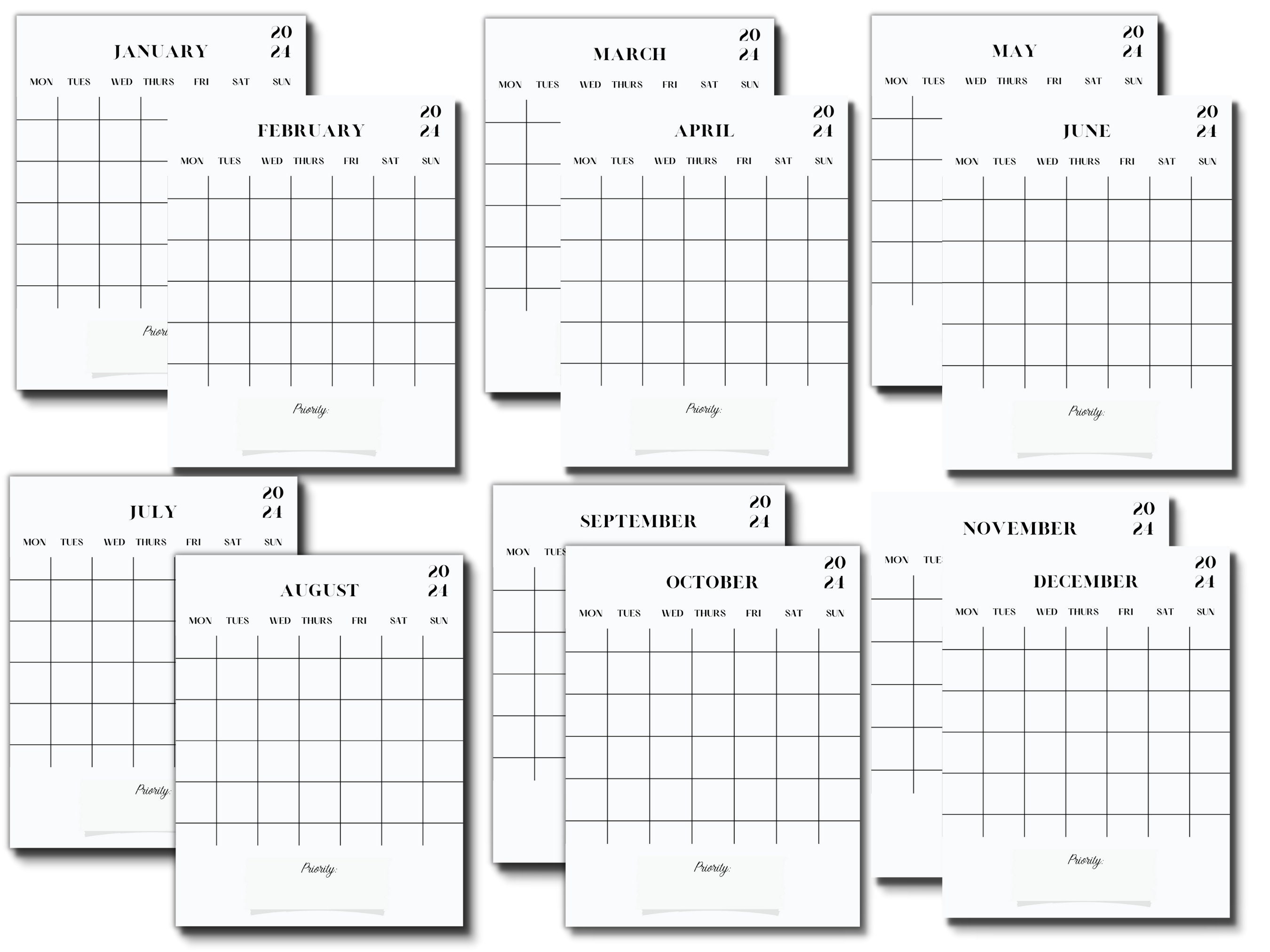 Printable Calendar 2024 Minimalist Calendar Printable Calendar Monday