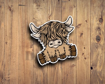 Highland Cow Sticker | Waterproof Cow Sticker