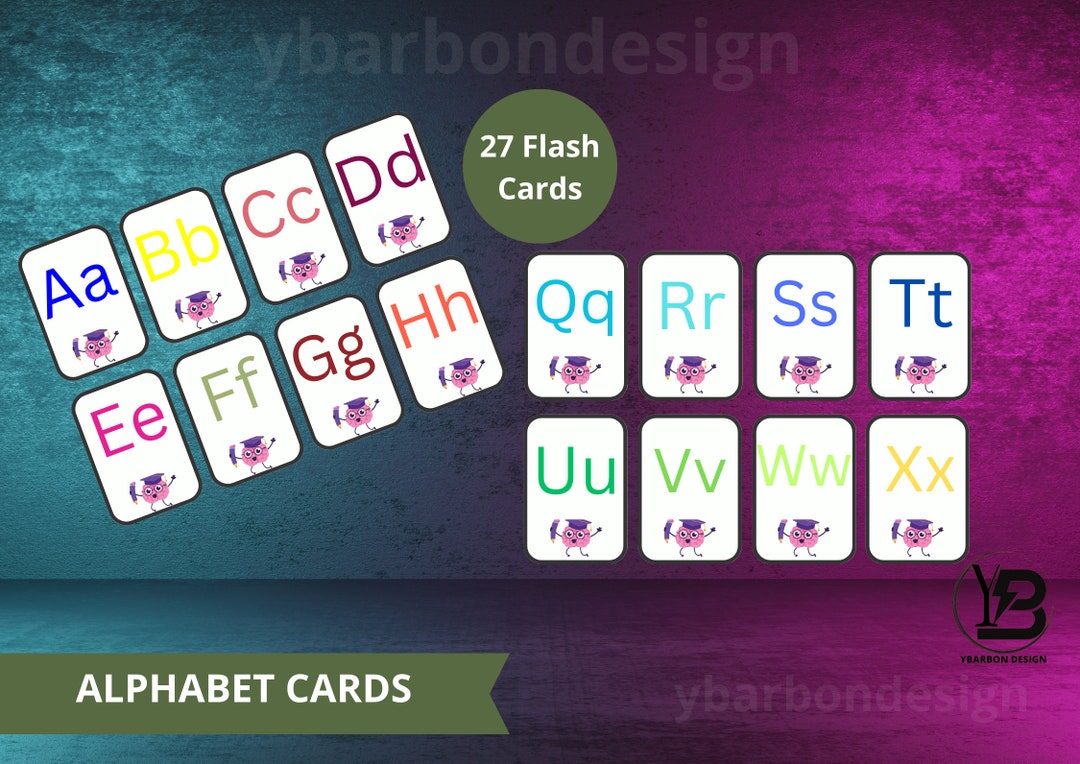 Alphabet Flash Cards Alphabet Printable Flash Cards - Etsy