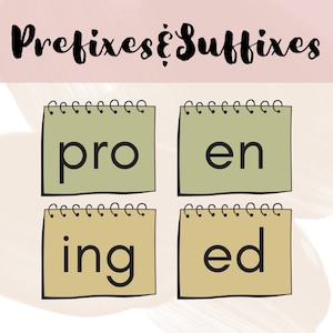 Prefixes and Suffixes Printable Cards- Neutral