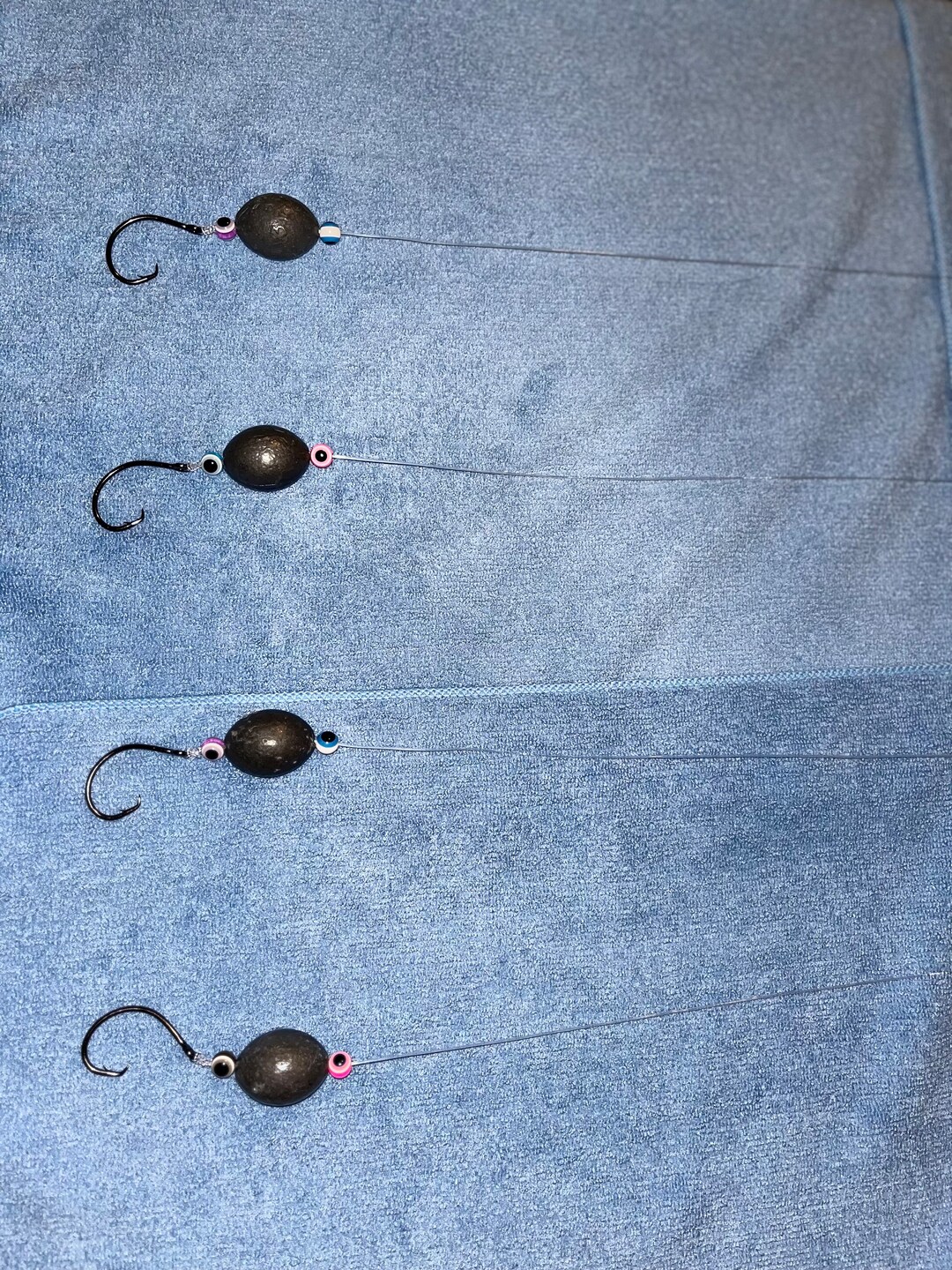 4 Pack AP Knocker Bottom Fishing Rigs 80LB Mono 6/0 Circle Hook 3oz