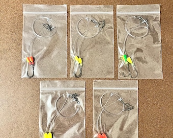 Surf Fishing Rigs (5-Pack) – 25lb Clear Mono, 1/0 Circle Hooks