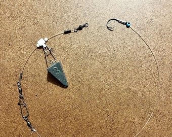 Aparejo de pesca Carolina: líder monofilamento de 25 lb, anzuelo circular 1/0