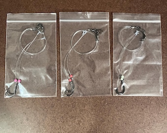 Bead Surf Fishing Rigs with T-Knot – 25lb Clear Mono, 1/0 Circle Hooks
