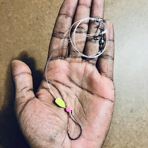 Whiting Surf Rigs (3-Pack) – Single T-Knot Dropper, Yellow Floats, 1/0 Circle Hooks