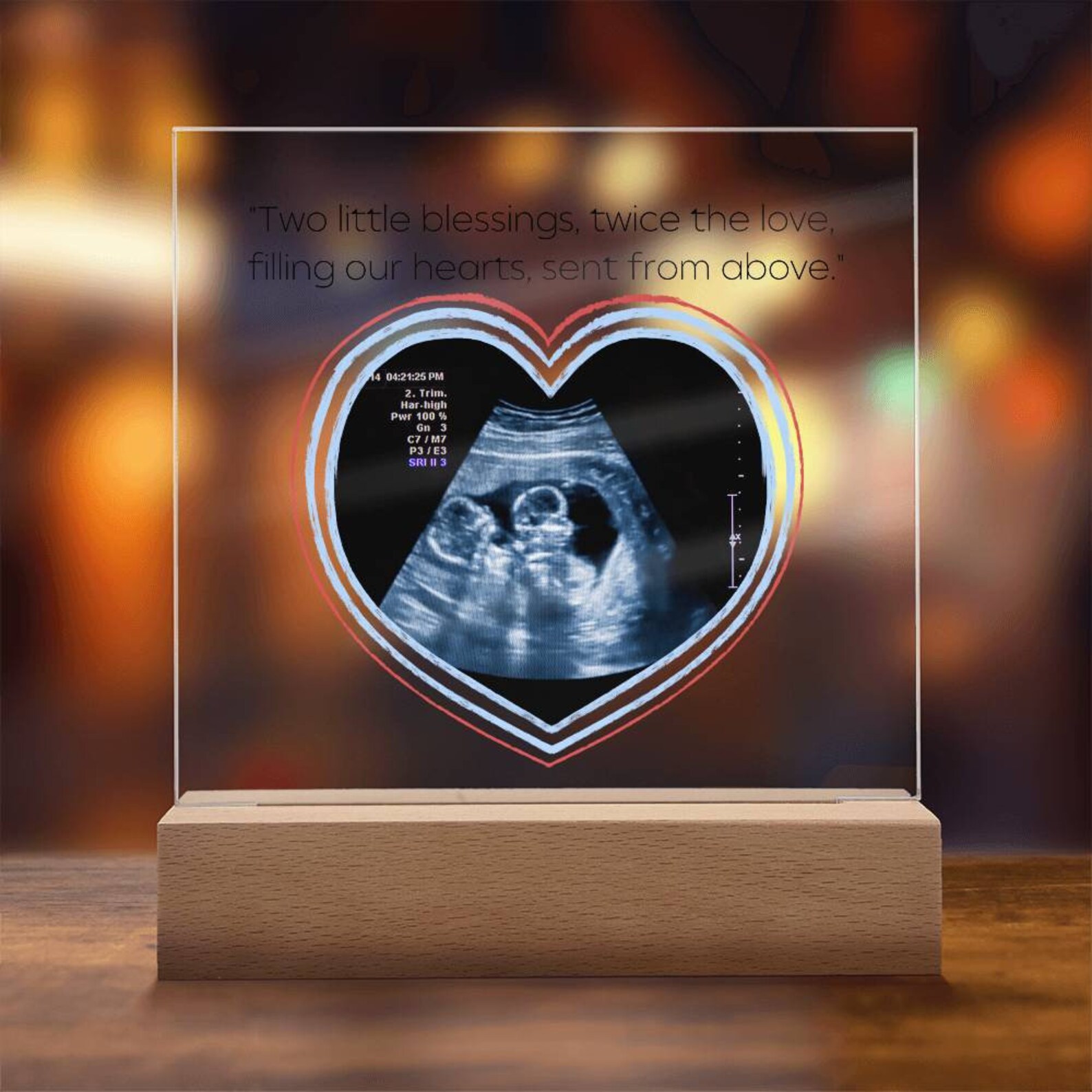 Acrylic Square Plaque Parents of Twins Sonogram Picture Etsy