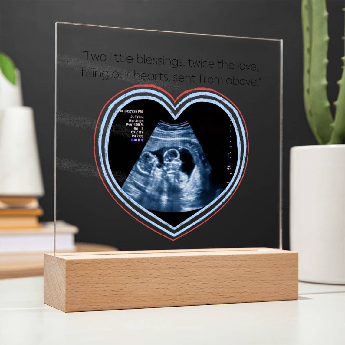 Acrylic Square Plaque Parents of Twins Sonogram Picture Etsy