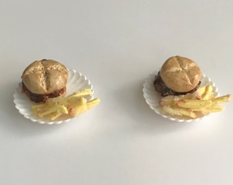 6 pc sloppy joe meal (plates included) - realistic 1:12 / 1 6 scale dollhouse miniature food