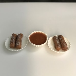 1:6 scale French toast sticks w/syrup - realistic HANDCRAFTED dollhouse miniature food