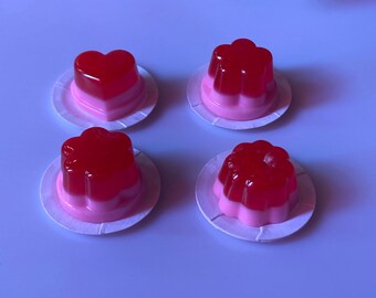 Miniature Valentine's Day Ice Cream Jell-o Molds - realistic 1:6 scale dollhouse miniature food