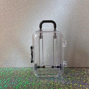 1:6 Scale Miniature Clear Luggage Suitcase - Dollhouse Miniature Accessory