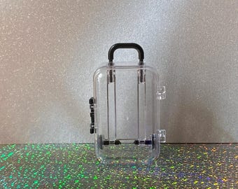 1:6 Scale Miniature Clear Luggage Suitcase - Dollhouse Miniature Accessory