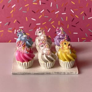 1:6 Scale 6 ct. Unicorn Cupcakes - Dollhouse Miniature Food
