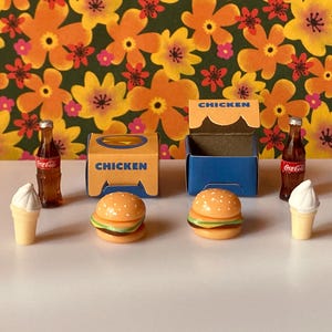 1:6 Scale 2ct. Chicken Sandwich Meal - Dollhouse Miniature Food