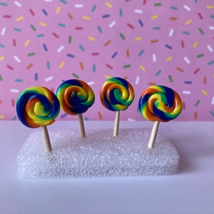1:6 scale 4 ct swirl lollipops - realistic HANDCRAFTED dollhouse miniature food