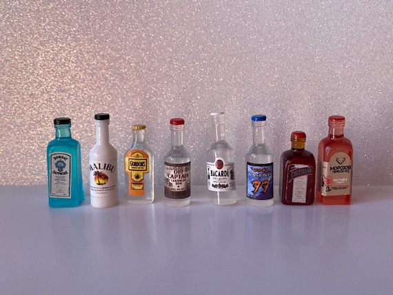 1:6 Scale Miniature 8 Ct. Liquor Bottles - Dollhouse Miniature Drinks