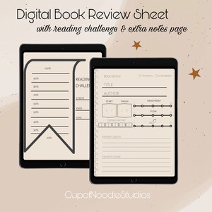 DIGITAL Book Review Log with Reading Challenge