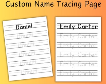 Personalisiertes Arbeitsblatt zur Nachverfolgung von Handschriften für Kinder - Personalisiertes Blatt für Handschrift-Übungen - Druckbare Seite für die Handschrift