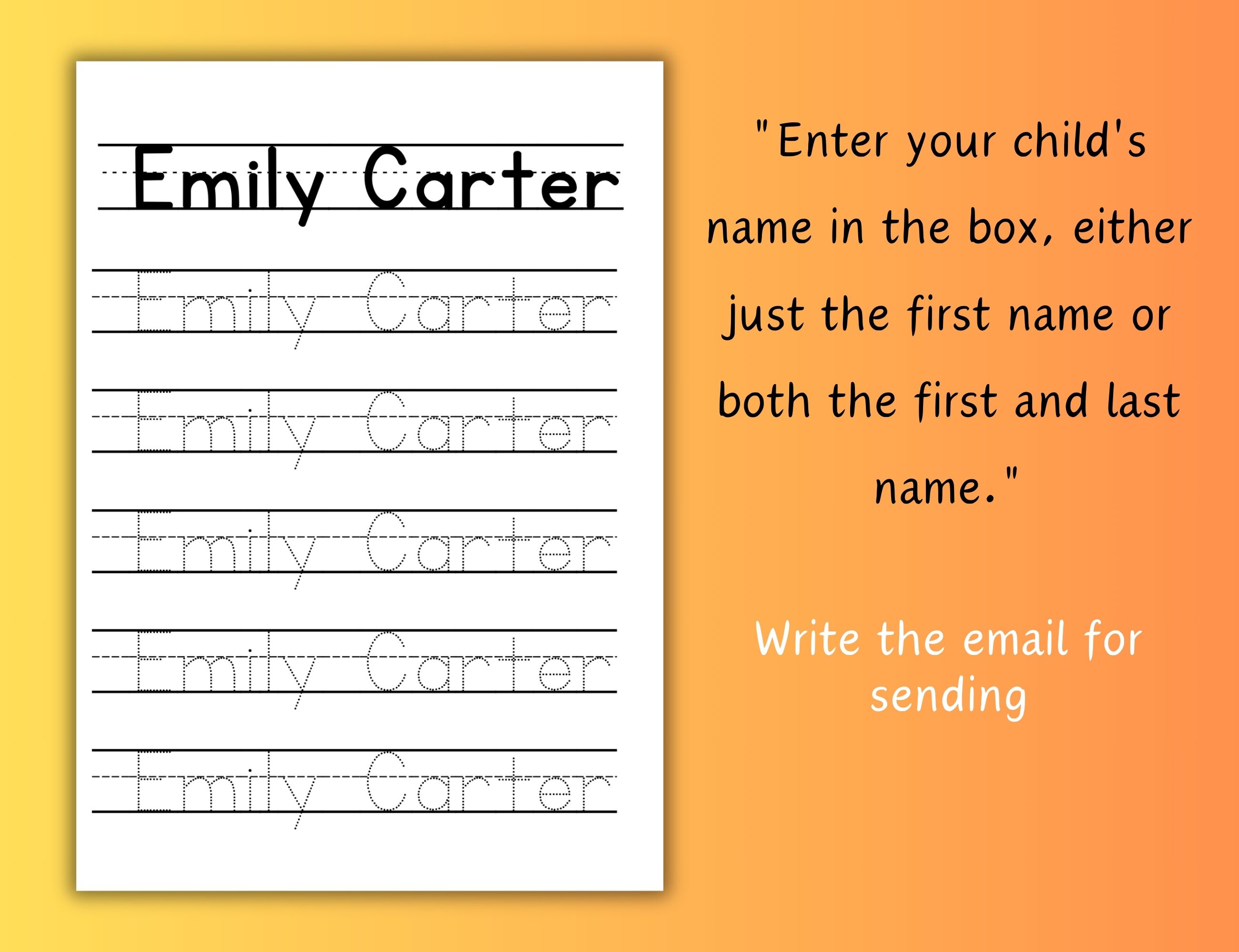 Custom Name Trace Handwriting Worksheet for Kids - Personalized Name ...